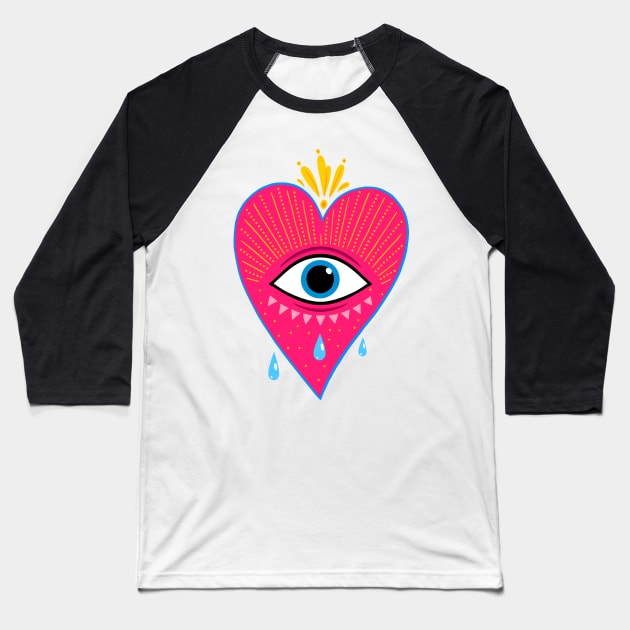 Sacred heart. All seeing eye Baseball T-Shirt by OccultOmaStore